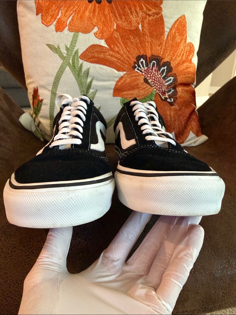 VANS OLD SKOOL SNEAKER LOW TOP LACE UP LEATHER CANVAS SUEDE WAFFLE SOLE VGUC 8.5 - Picture 7 of 12